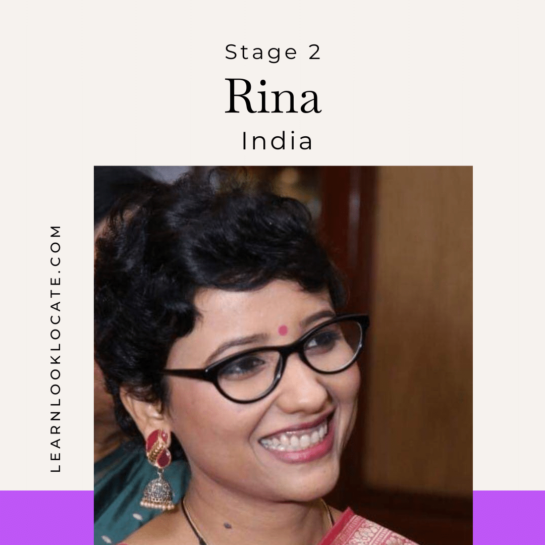 Close up of Rina, a stage 2 survivor from India