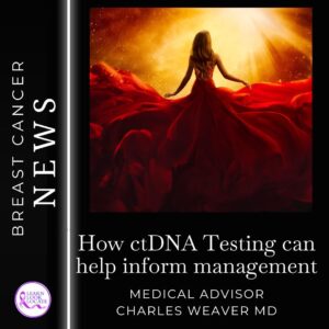 Figure in red dress, "How ctDNA Testing can help inform management", Charles Weaver MD.